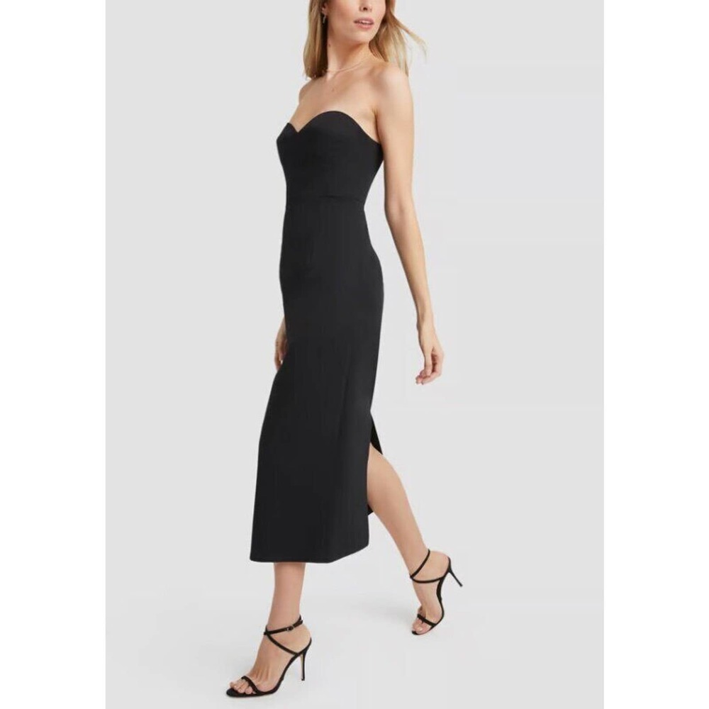 Goop G. Label Elegant Black Strapless Midi Dress